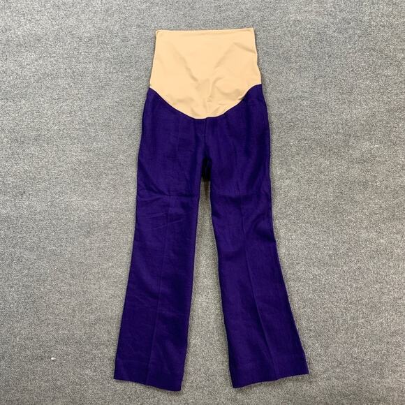 Ann Taylor Loft Pants Womens 2 M Violet Linen Maternity Wide Leg Stretch Tummy - Picture 2 of 11
